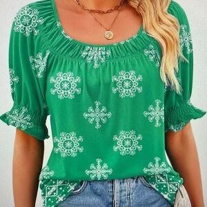 Green Floral Women's Top